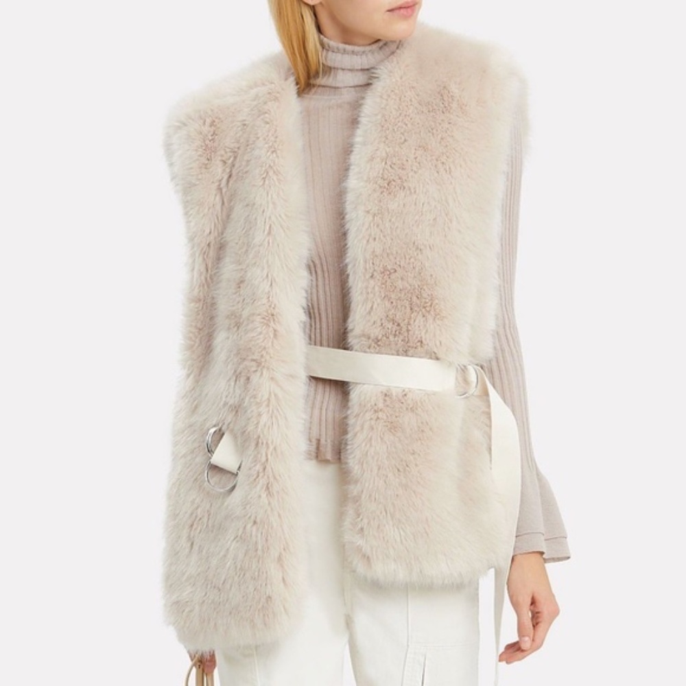 Helmut Lang Beige Faux Fur Stole One-Size NWT